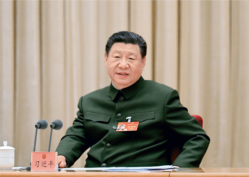 2024年3月7日下午,中共中央总书记、国家主席、中央军委主席习近平出席十四届全国人大二次会议解放军和武警部队代表团全体会议并发表重要讲话。